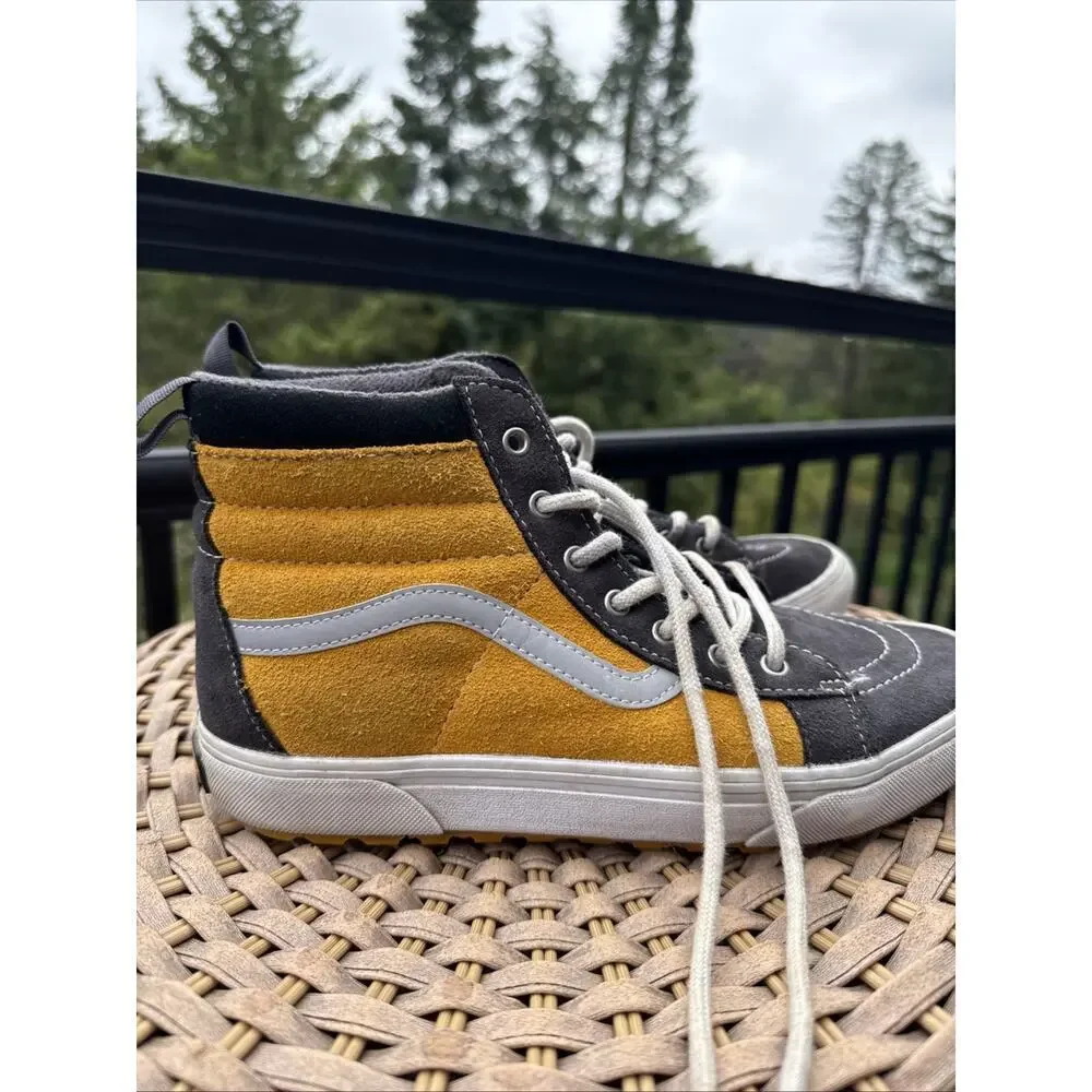 Vans Sk8 Hi Top MTE Juniors 7 Yellow Gray suede shoes Skate Shoes Sneakers